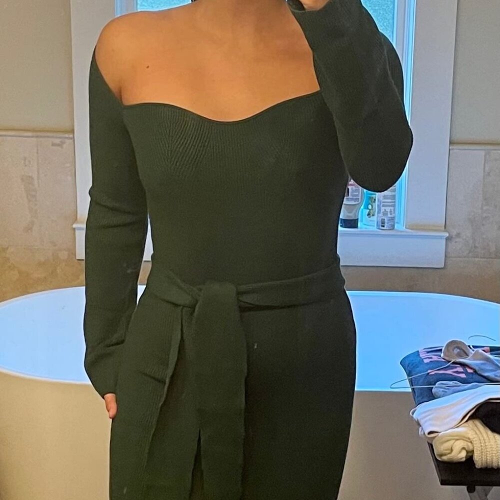 Dark Green Knit Maxi Sweater Dress (Size Medium)